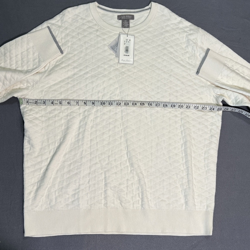 Daniel Cremieux Cotton Cashmere Blend Pullover Sweater Quilted Men's XXL Ivory - Picture 6 of 8